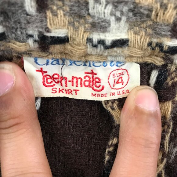 VIntage 1960s Wool Darlenette Teen Mate High Waisted Pencil Skirt size 14 - Picture 3 of 10